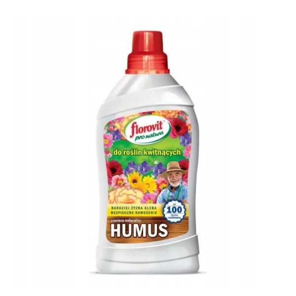Nawóz do roślin kwitnących humus 1kg Florovit, Substancje humusowe przyczyniają się do lepszego wzrostu i rozwoju korzeni